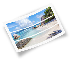 Carte postale des Seychelles, anse Source d’argent 