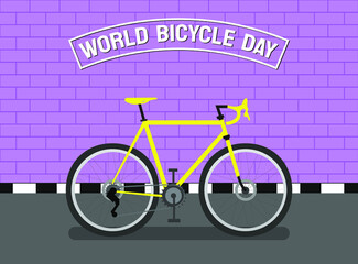 Illustration World Bicycle Day. Design for banner, greeting card template.