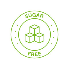 Sugar Free Green Circle Stamp. Zero Glucose Guarantee Line Icon. Food No Added Sugar Label. Diabetic Product Free Sugar Symbol. 100 Percent Zero Sweet Outline Logo. Isolated Vector Illustration