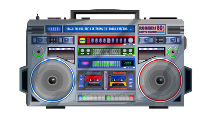 Vintage ghetto blaster boombox object backdrop