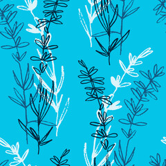 Seamless pattern with hand drawn lavender plants for surface design and other design projects