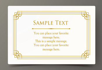 高級感のあるカードデザイン。アンティークな装飾デザイン。エレガントな縁の模様。