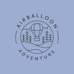 air balloon icon line art logo vector symbol illustration design