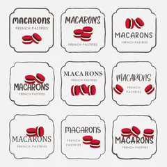 Keuken spatwand met foto Set of vector macaron logo for bakery shop. © bbeer.s