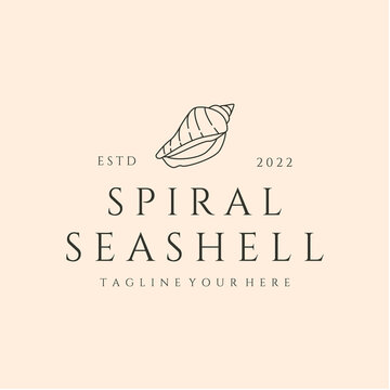 spiral seashell line art logo vector symbol illustration design