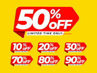 Discount up to 50%25 special offer banner template. Discount label set