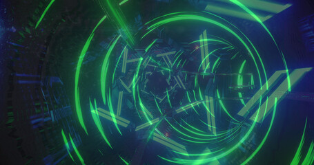 Image of triangles over digital tunnel