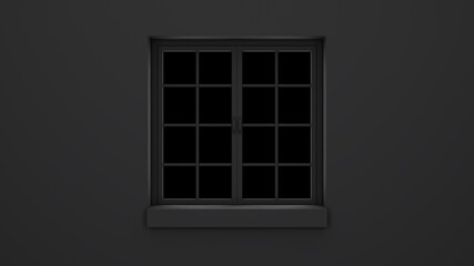 Black window with black background.
3d rendering illustration.
