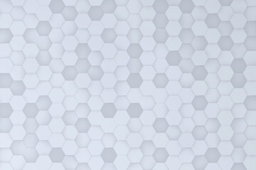 Abstract futuristic top view honeycomb mosaic white background. Realistic geometric hexagon cells 3d rendering