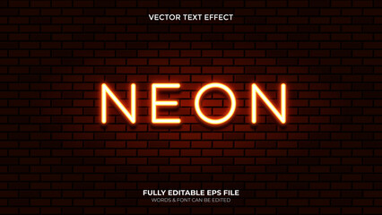 Editable Vector Single Neon Light Text  Effect © LADALIDI