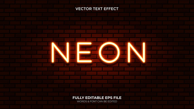 Editable Vector Single Neon Light Text  Effect