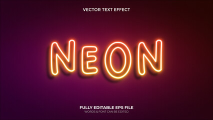 Editable Vector Yellow Line Neon Light Text  Effect