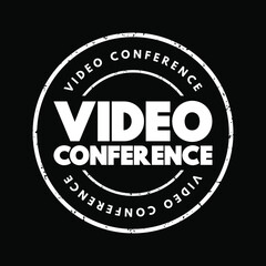 Video Conference text stamp, concept background