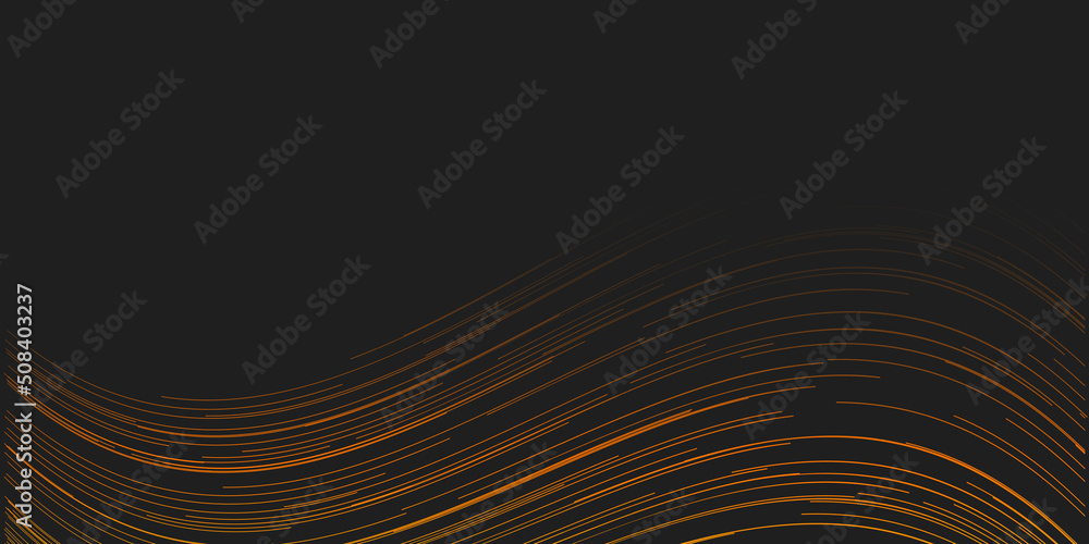 Poster dark black and orange wavy curving lines, stripes pattern - digitally generated abstract background 