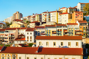 Sunset skyline houses Porto Portugal