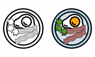 Illustration Vector Graphic of egg bacon dish, plate food icon