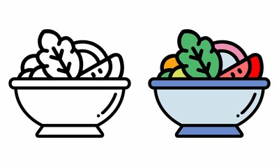 Illustration Vector Graphic of salad bowl food, vegetables,  vegan healthy food icon