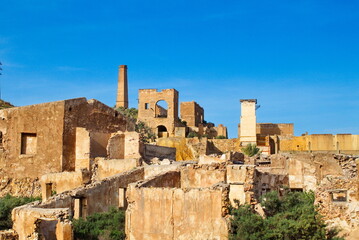 Ruins of the mining complex of Mazarrón, Murcia, abandoned and deteriorated