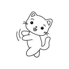 Cute dancing cat doodle vector illustration