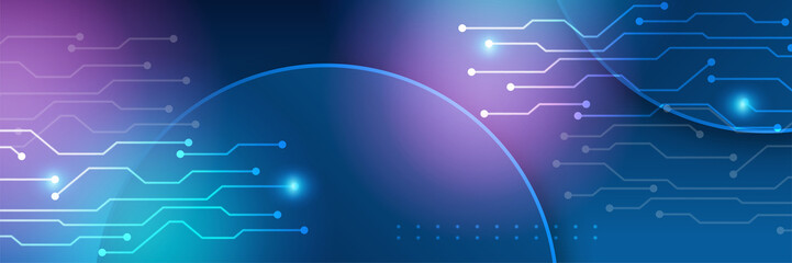 Wide Cyber security internet and networking concept. Hi-tech vector illustration with various technology elements. Abstract global sci fi concept. Digital internet communication on blue background.