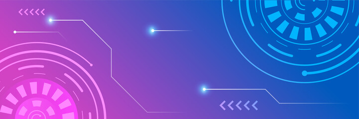 Wide Cyber security internet and networking concept. Hi-tech vector illustration with various technology elements. Abstract global sci fi concept. Digital internet communication on blue background.