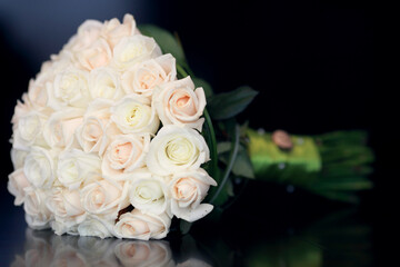 Ash and tea roses wedding bouquet