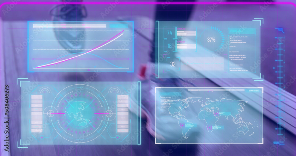 Poster Image of interface processing data over athlete walking on treadmill
