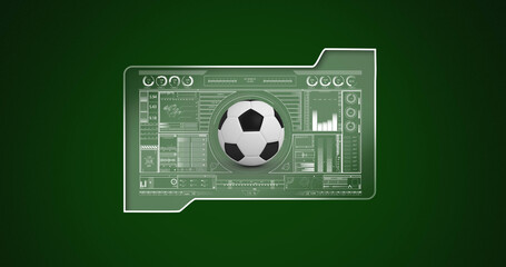 Image of scopes scanning and data processing over football