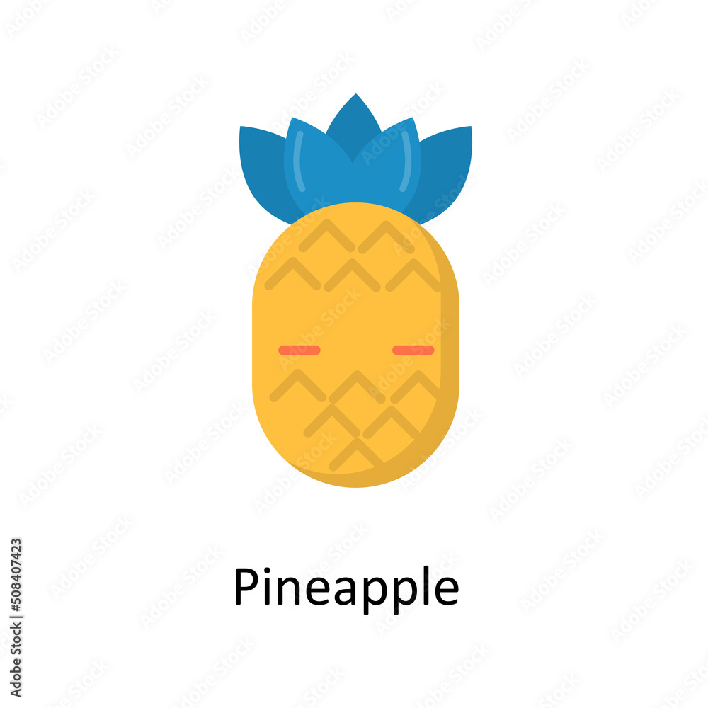 Poster pineapple vector flat icon for web isolated on white background eps 10 file