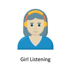 Girl Listening vector flat icon for web isolated on white background EPS 10 file