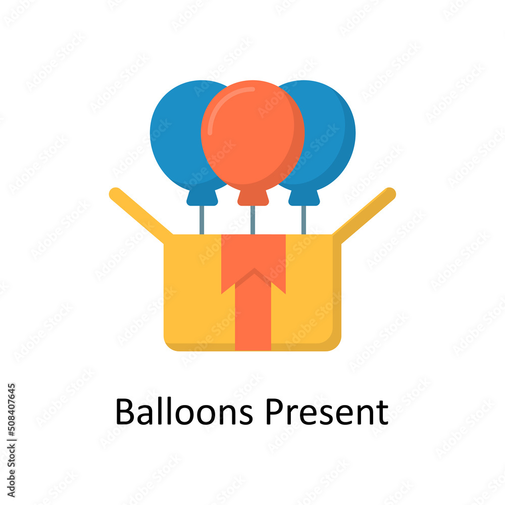 Poster balloons present vector flat icon for web isolated on white background eps 10 file