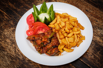 Fried chicken with french fries