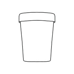 Paper food container mockup. Linear, vector realistic. Outline stock illustration.