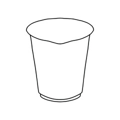 Quick-cooking soup in a plastic cup mockup. Vector illustration of package. Line design icon.
