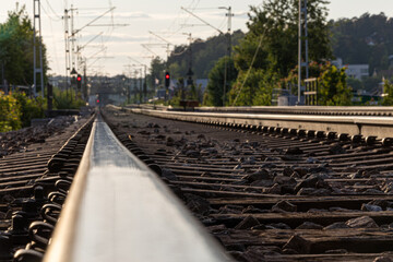 Fototapeta na wymiar Stockholm, Sweden Train track receding into distance.