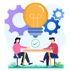 Illustration vector graphic cartoon character of business discussion