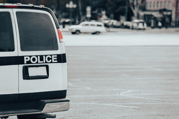 police car in street