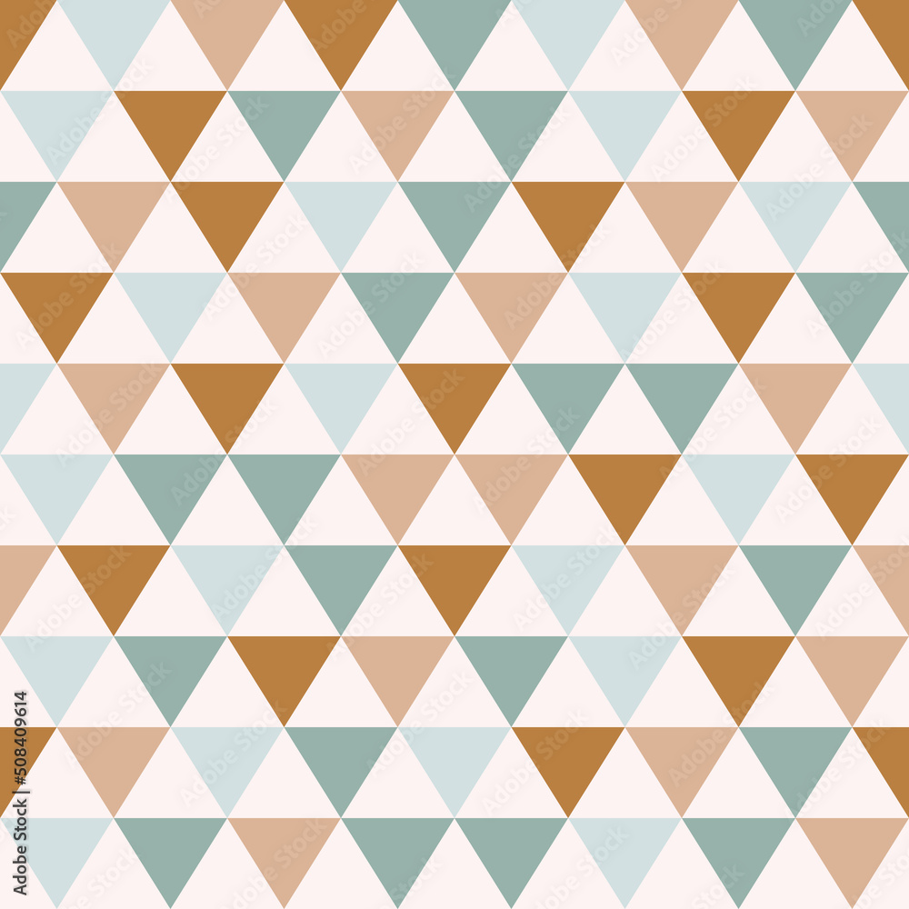 Poster Decor design for surfaces and print. Vector seamless triangles. Grid minimal pattern.