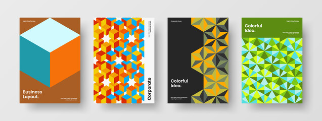 Modern corporate identity vector design template set. Premium mosaic pattern postcard layout collection.