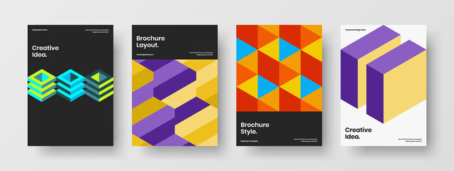 Original book cover design vector template collection. Fresh geometric shapes company identity illustration set.
