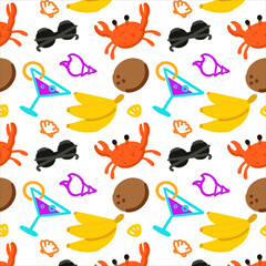 Bright vector seamless pattern suitable for vacation, summer, tropics and wildlife.