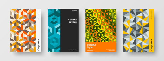 Fototapeta premium Simple book cover A4 design vector template composition. Isolated mosaic shapes poster illustration collection.