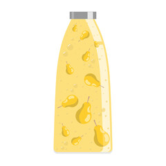bottle of pear juice. glass bottle with yellow juice. vector illustration, eps 10.