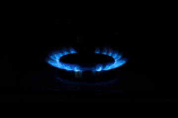 blue gas burns on the gas stove. heating