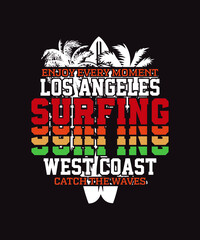 Enjoy Every Moment Los Angeles Surfing vector design