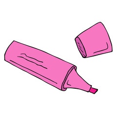 Vector highlighter clipart. Hand drawn office supplies illustration. For print, web, design, decor, logo.