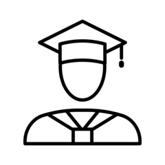 Graduation student avatar icon. Linear style pictogram isolated on white background.