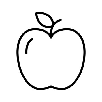 recommend clip art: Apple icon, outline sign. Linear style pictogram isolated on white background.