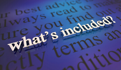 Whats Included in Package Deal Special Offer Legal Agreement Contract Words 3d Animation