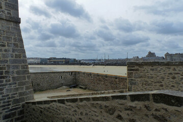 Saint Malo, France - August 2019 : Visit the privateer city of Saint Malo in Brittany, passing by the fortifications and the magnificent beaches